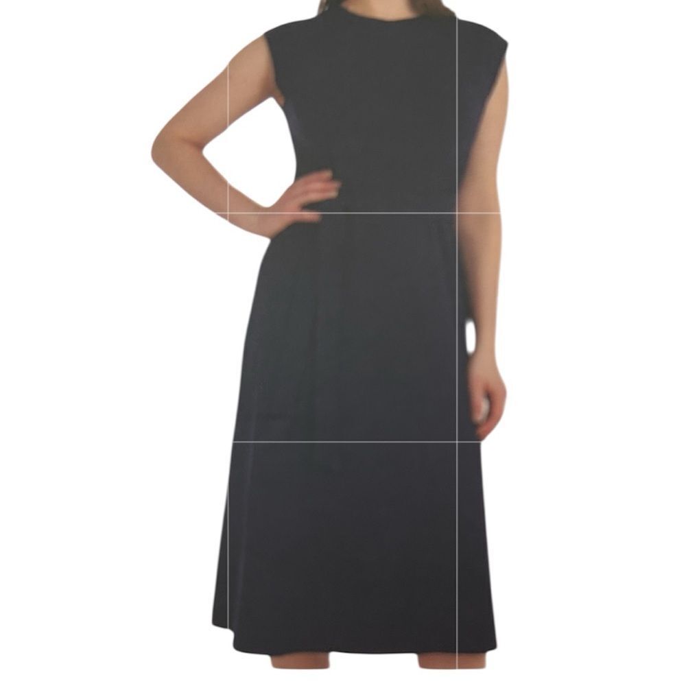 Lands’ End cap sleeve rib knit Midi Dress, Navy, Size medium, NWT